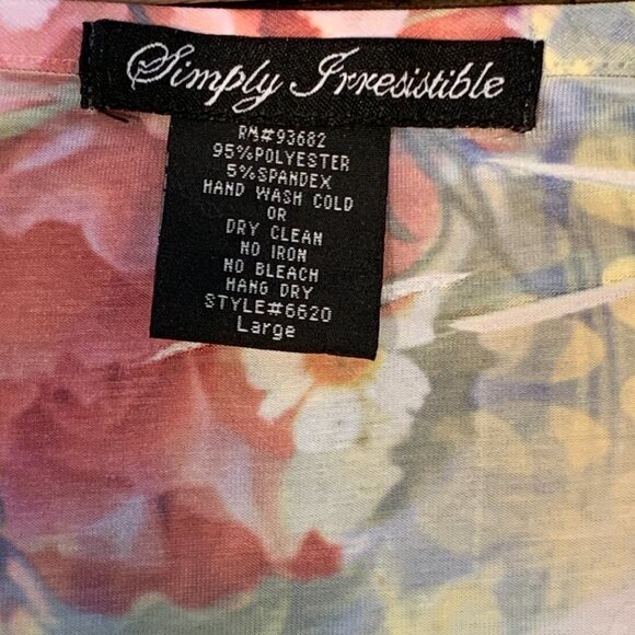 Simply Irresistible Floral Sublimation Top Embellished Neckline L #99B - Picture 6 of 6